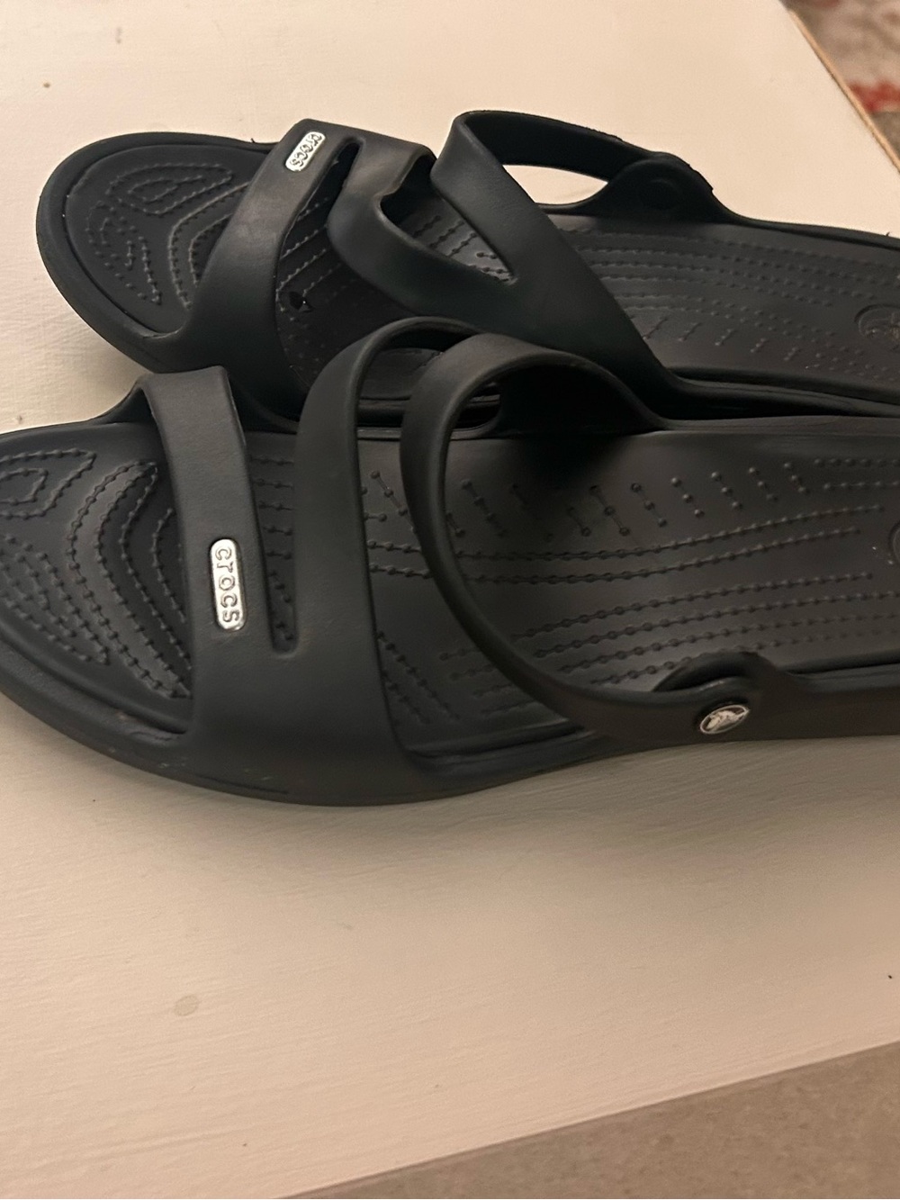 CROCS Women's Black Two-Strap Slide Sandals W 11